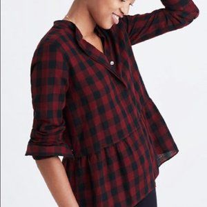 Madewell Lakeside Peplum Top XS Ruffle Bottom